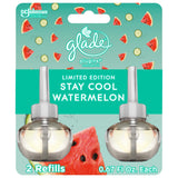 Glade PlugIns Refills Air Freshener, Scented and Essential Oils for Home and Bathroom, Stay Cool Watermelon, 1.34 Oz, 2 Count