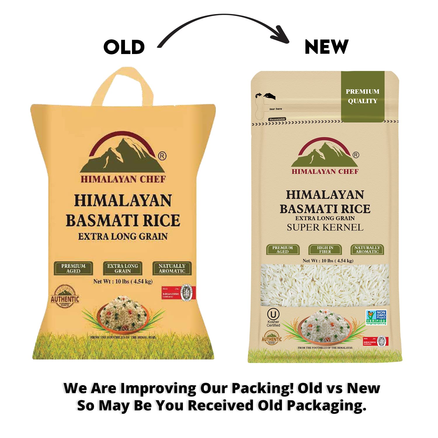Himalayan Chef Extra Long Basmati Rice - Premium Aged Healthy Grain, 10 lbs