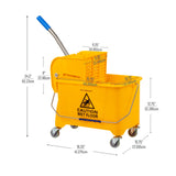 Mind Reader Mop Bucket with Wringer (Mop Not Included), 5.5 Gallon Cleaning Bucket with Wheels and Handle, Upward Press Wringer, Small Mop Compatible