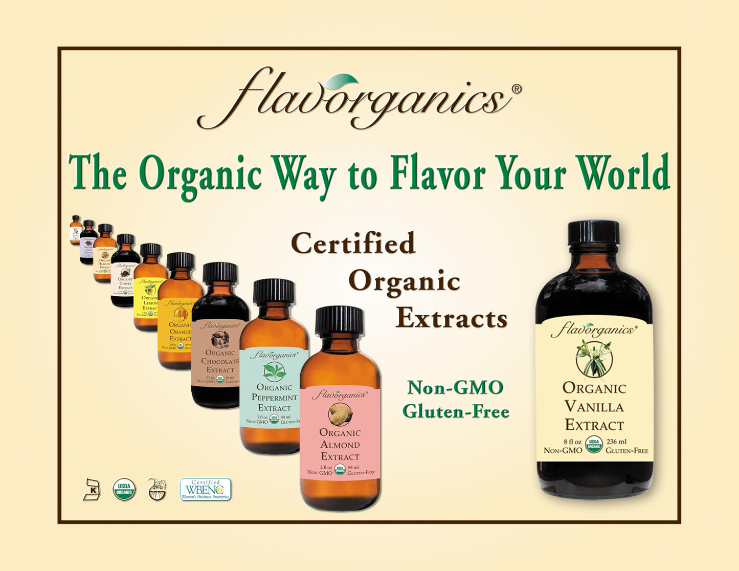 Flavorganics Organic Almond Extract, 2 Ounces Glass Bottle