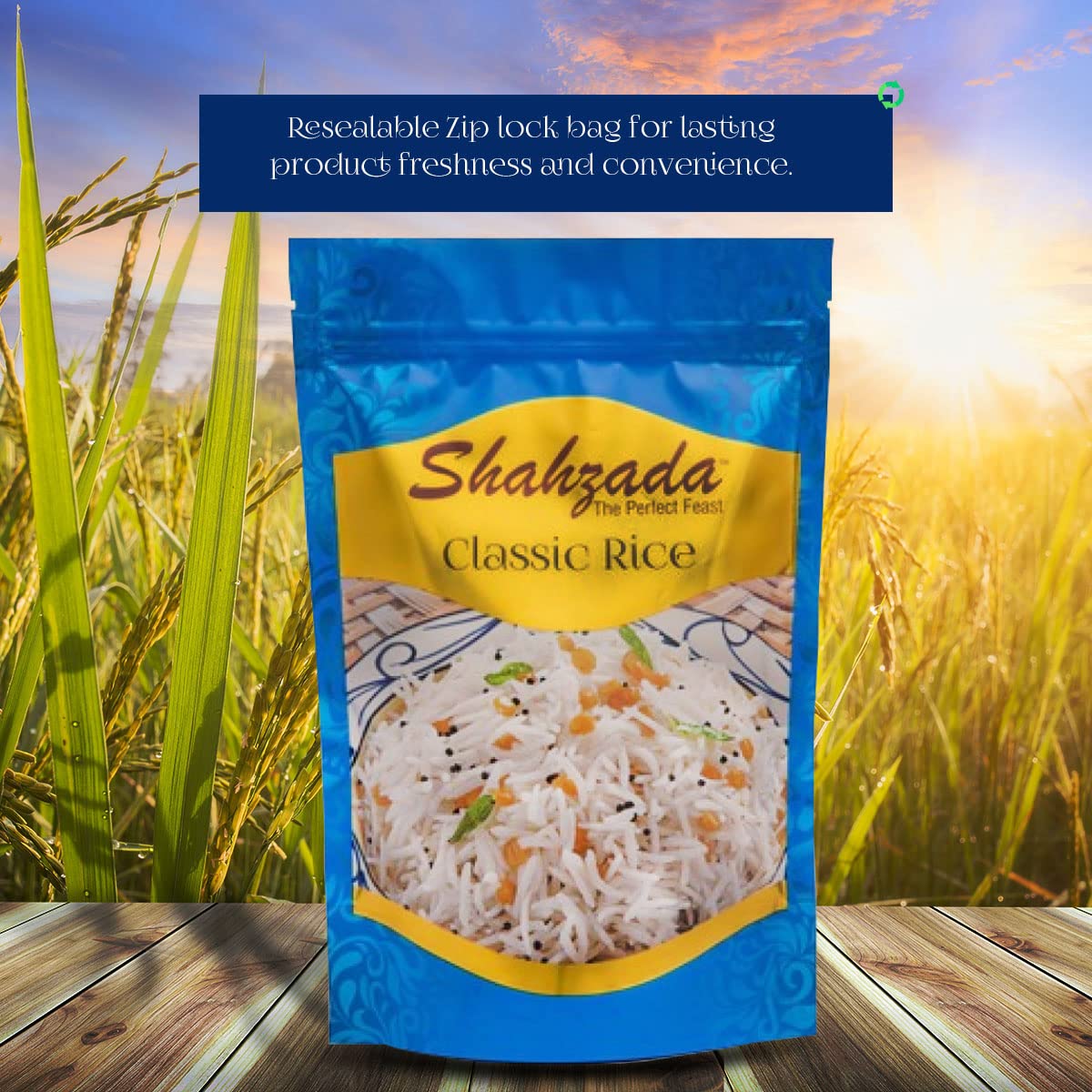 Shahzada Classic White Rice 02 lbs - Great Fragrant Rice for Daily Use, Aged, Aromatic, Flavorful & Slender, Quick Cooking. Everyday - Vegan, GLUTEN FREE, Non-GMO, Low Sodium, No Cholesterol, Resealable Zip-Lock Bag to Seal Freshness - 02 Pound Packing - 32 Oz