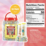 50 Candy Bracelets Individually Wrapped, Pastel Candy Jewelry for Buffet, Goody Bag Stuffers, Barbie Party Favor for Kids, (Pack of 50x0.42oz/11.9g)