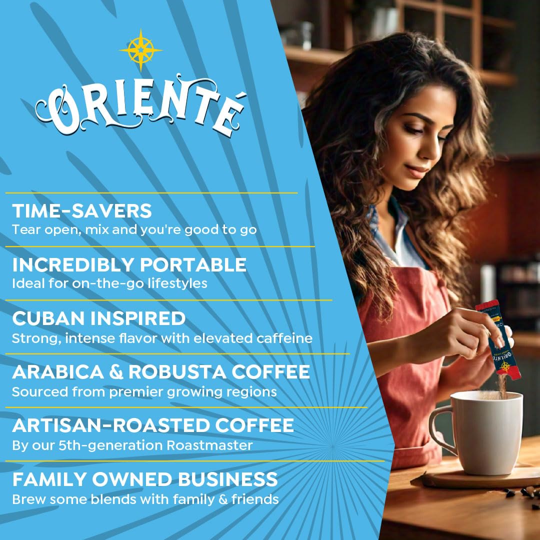 Oriente Cuban Coffee Roasters Variety Pack - 20 ct Instant Coffee (Cafe Oriente, Cafe Cubano, Cafe De Olla) - 100% Arabica Coffee for Hot or Iced