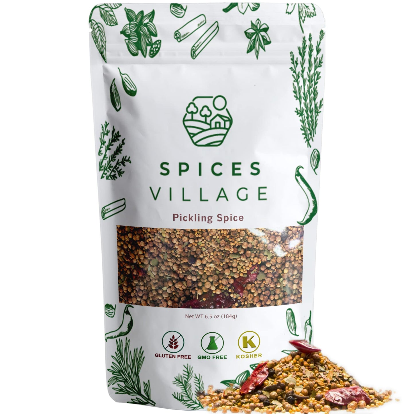 SPICES VILLAGE Pickling Spices for Corned Beef, Pickling Spices Mix for Pickles and Canning, 6.5oz, Pickling Seasoning Blend Kit - Kosher, Gluten