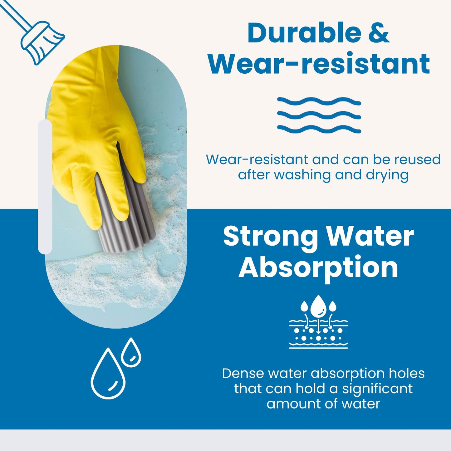 Gadgetime USA Damp Clean Duster for Cleaning - Pack of 5 - Reusable Household Duster Sponge for Blinds, Glass, Baseboards, Vent, Mirrors, Cobweb