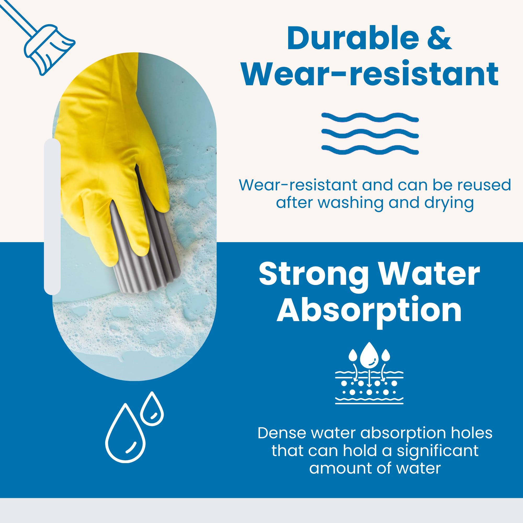 Gadgetime USA Damp Clean Duster for Cleaning - Pack of 5 - Reusable Household Duster Sponge for Blinds, Glass, Baseboards, Vent, Mirrors, Cobweb