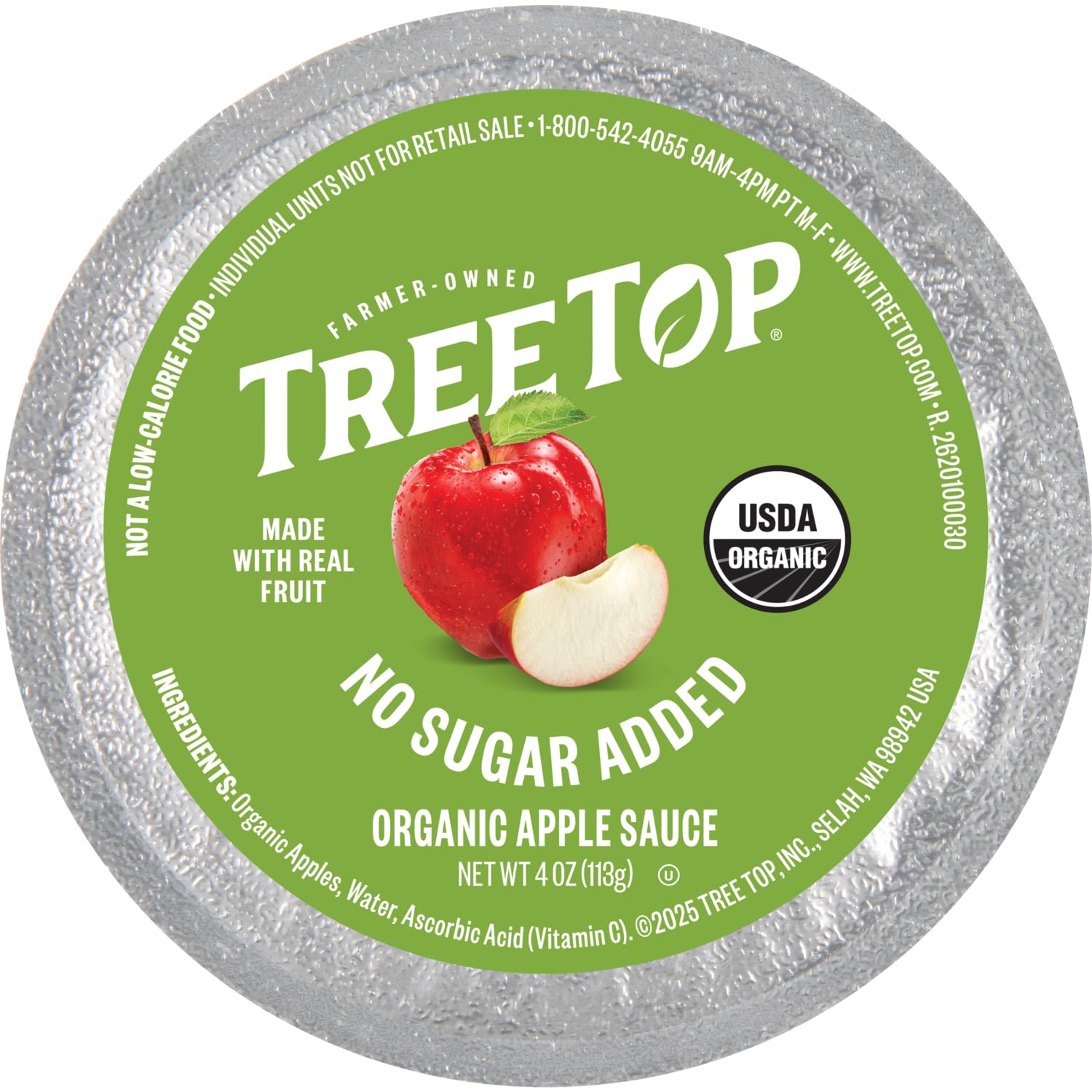 Tree Top Apple Sauce Organic No Sugar Added, 6 Count (Pack Of 6)