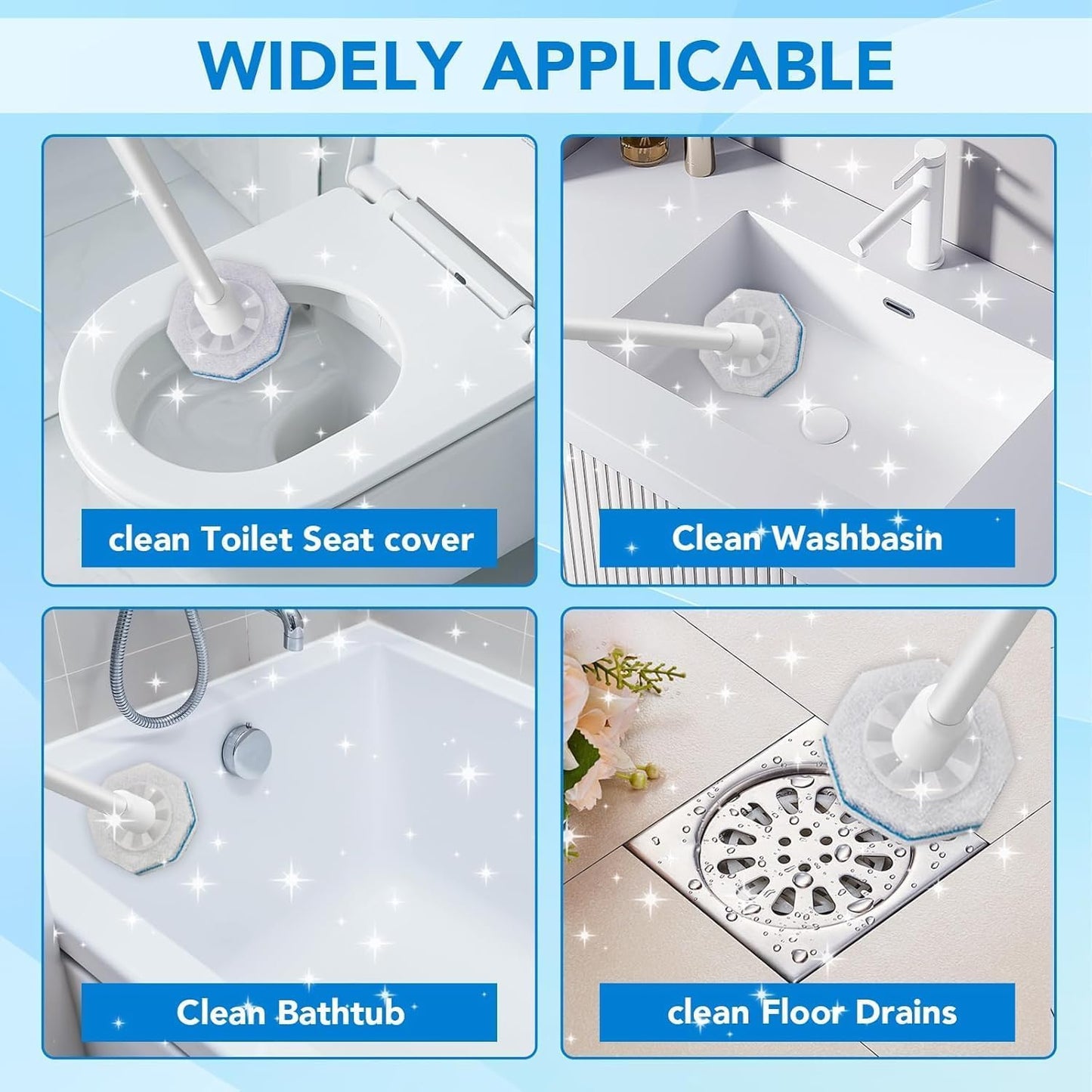 Disposable Toilet Brush Cleaning System with 50pcs Toilet Bowl Wand Refills for Clorox Toilet Bowl Wand Kit,Wall Mounted Disposable Toilet Bowl Brush