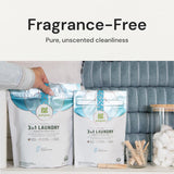 Grab Green 3-in-1 Laundry Detergent Pods, Fragrance Free, Plant and Mineral Based, Superior Cleaning Power, Stain Remover, Brightens Clothes, White