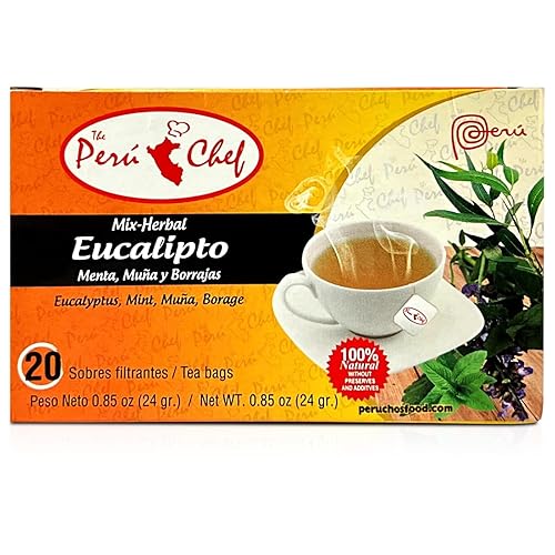 Peruchef Te Mix-herbal Eucalipto, Menta, Muña y Borraja | Peruvian 20 Tea Bags Eucalyptus
