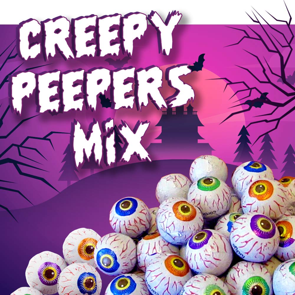 R.M. Palmer Creepy Peeper Mix - (Approx. 74 Pieces) Bulk Bag, Fun Sized Halloween Eyeballs Themed Treats, Candy, and Snacks (2 LB) DOUBLE CRISP ONLY