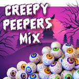 R.M. Palmer Creepy Peeper Mix - (Approx. 74 Pieces) Bulk Bag, Fun Sized Halloween Eyeballs Themed Treats, Candy, and Snacks (2 LB) DOUBLE CRISP ONLY