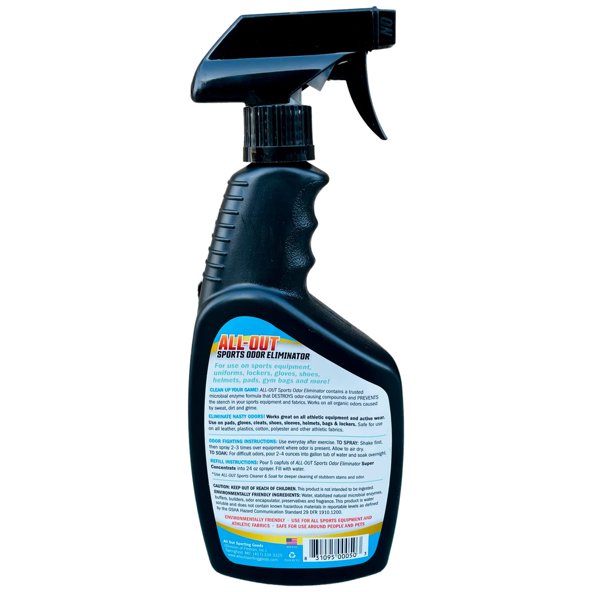 All-Out Sports Odor Eliminator Spray & Deodorizer | Perfect for Smelly Gloves, Hat, Bags, Helmets, Jerseys, Pads, Gear, Shoe & All Other Odors.| Best