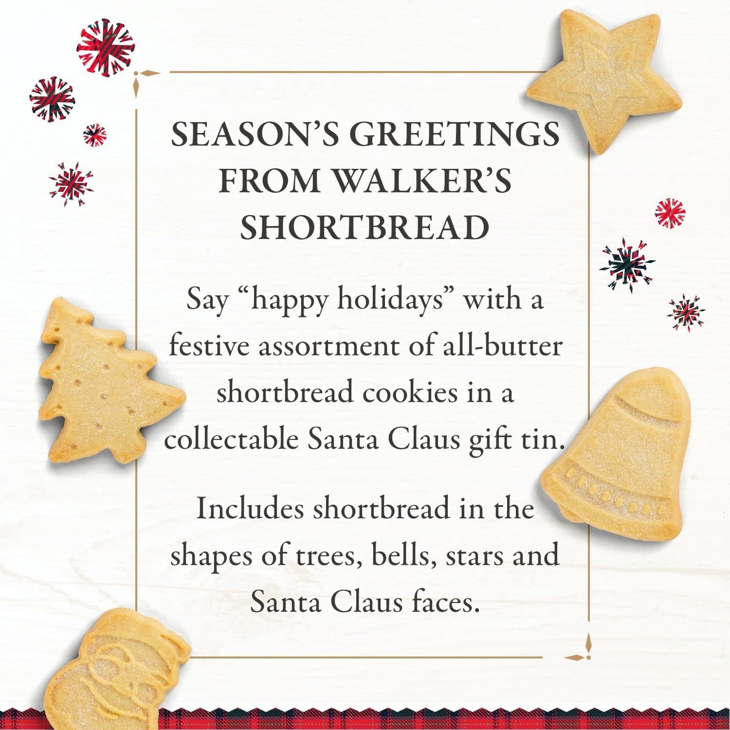 Walker's Shortbread Santa Assorted Holiday Tin, Pure Butter Shortbread Cookies, 8.8 Oz Tin