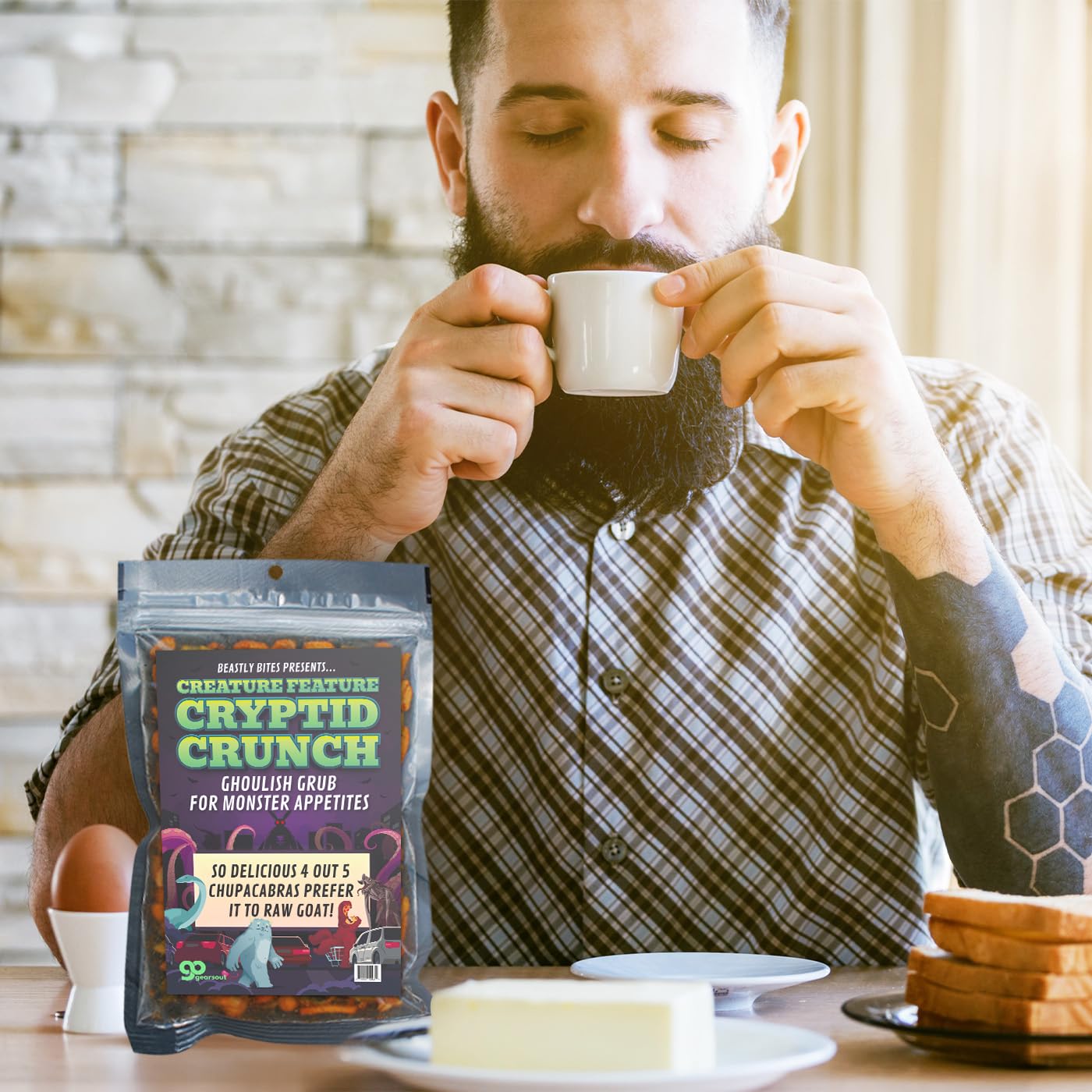 Cryptid Crunch Gourmet Spicy Trail Mix for Men Horror Gag Gift Scary Movie Lovers Werewolf Bigfoot Mothman Monsters Halloween Snack Basket