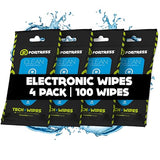 Fortress Electronic Wipes (25 ct, Pack of 4) To-Go Tech Wipes for Screens, Phones, Keyboards, TV Monitors, Computer Screens, and More [Travel Size]