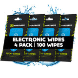 Fortress Electronic Wipes (25 ct, Pack of 4) To-Go Tech Wipes for Screens, Phones, Keyboards, TV Monitors, Computer Screens, and More [Travel Size]
