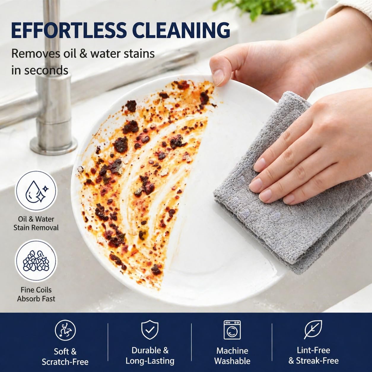 BIBWLD Gray Microfiber Cleaning Cloths, 30 Pack Reusable Washable Microfiber Towels with Dispenser Box, Lint-Free Shop Rags for Car, Automotive, Home