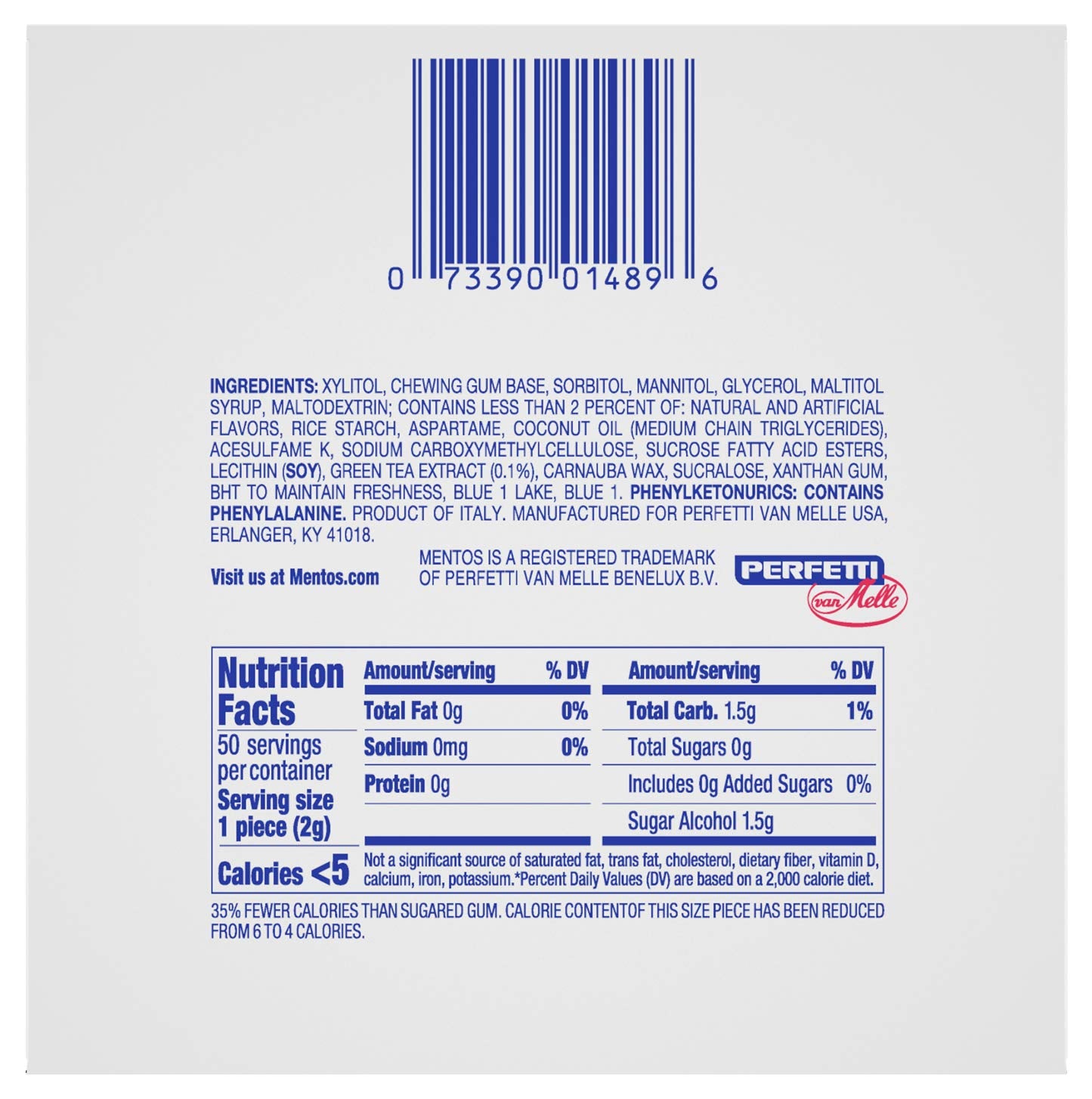 Mentos Sugar-Free Chewing Gum, Fresh Mint Flavor, Winter Edition Snowman Bottle, Holiday Stocking Stuffer, Secret Santa, 50 Count (Pack of 4)