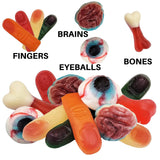 Zombie Snacks Body Part Gummies - Weird Gummy Candy for Kids - Funny Creepy Zombie Gag Gift for Halloween Costume Contest Prizes - Chewy Eyeballs