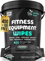 Gym & Yoga Mat Cleaner Wipes, Plant Based - 500 Gym Equipment Wipes to Clean Exercise Equipment, Treadmill, Peloton Bikes - Gym Supplies, Yoga