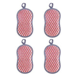 YANCAI 1 Pc/4 Pcs Multi-Purpose Scrub Sponges for Kitchen, Non-Scratch Microfiber Sponge Along with Heavy Duty Scouring Power(Red 4Pcs)
