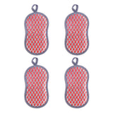 YANCAI 1 Pc/4 Pcs Multi-Purpose Scrub Sponges for Kitchen, Non-Scratch Microfiber Sponge Along with Heavy Duty Scouring Power(Red 4Pcs)