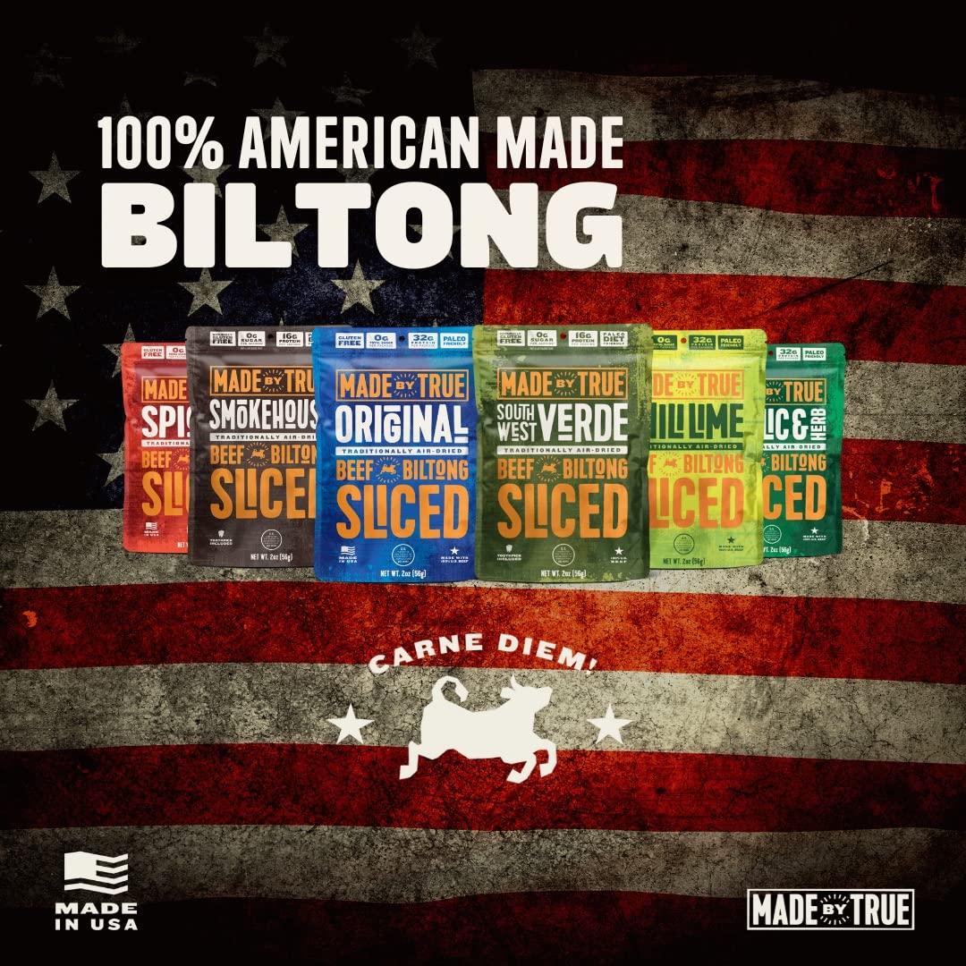 Made by True Beef Sliced Bites Ultimate Variety (2 Ounce, Pack of 5) - All Natural, Zero-Sugar True Jerky Biltong - High Protein, Keto, Paleo & Whole
