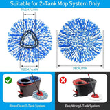 4 Pack Spin Mop Replacement Head Compatible with O-Cedar RinseClean 2-Tank Spin Mop System, Blue Microfiber Refill Heads, Machine Washable
