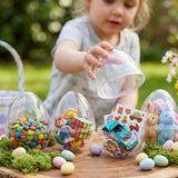 Ameble 2-Pack 12cm Clear Giant Plastic Easter Egg, Openable Containers for Candy, Toys, Party Favors, Reusable Easter Egg Basket Fillers