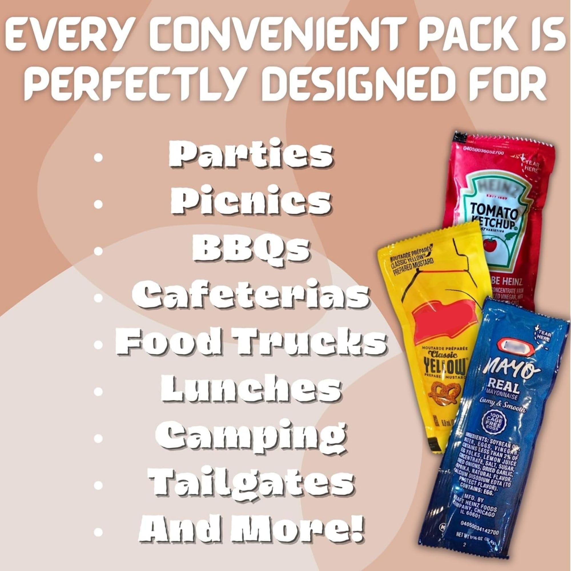 25 Ketchup, 25 Mustard & 25 Mayo Packets - 75 Total Condiment Packs (approximately 25 packets each)