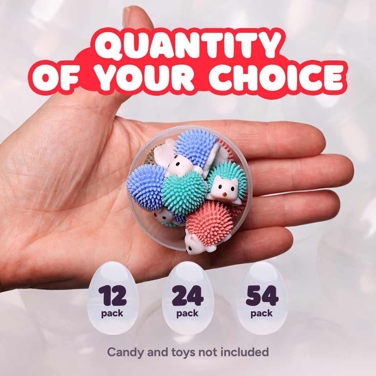 Entervending Easter Eggs 3” - Clear Fillable Plastic Capsule - 24ct - Easter Basket Stuffers - Empty Large Enough to Hold Toy or Candy - Capsules