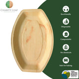 Charity Leaf Disposable Palm Leaf 13" x 9" Trays (10 pieces) Bamboo Like Serving Platters, Disposable Boards, Eco-Friendly Dinnerware For Weddings
