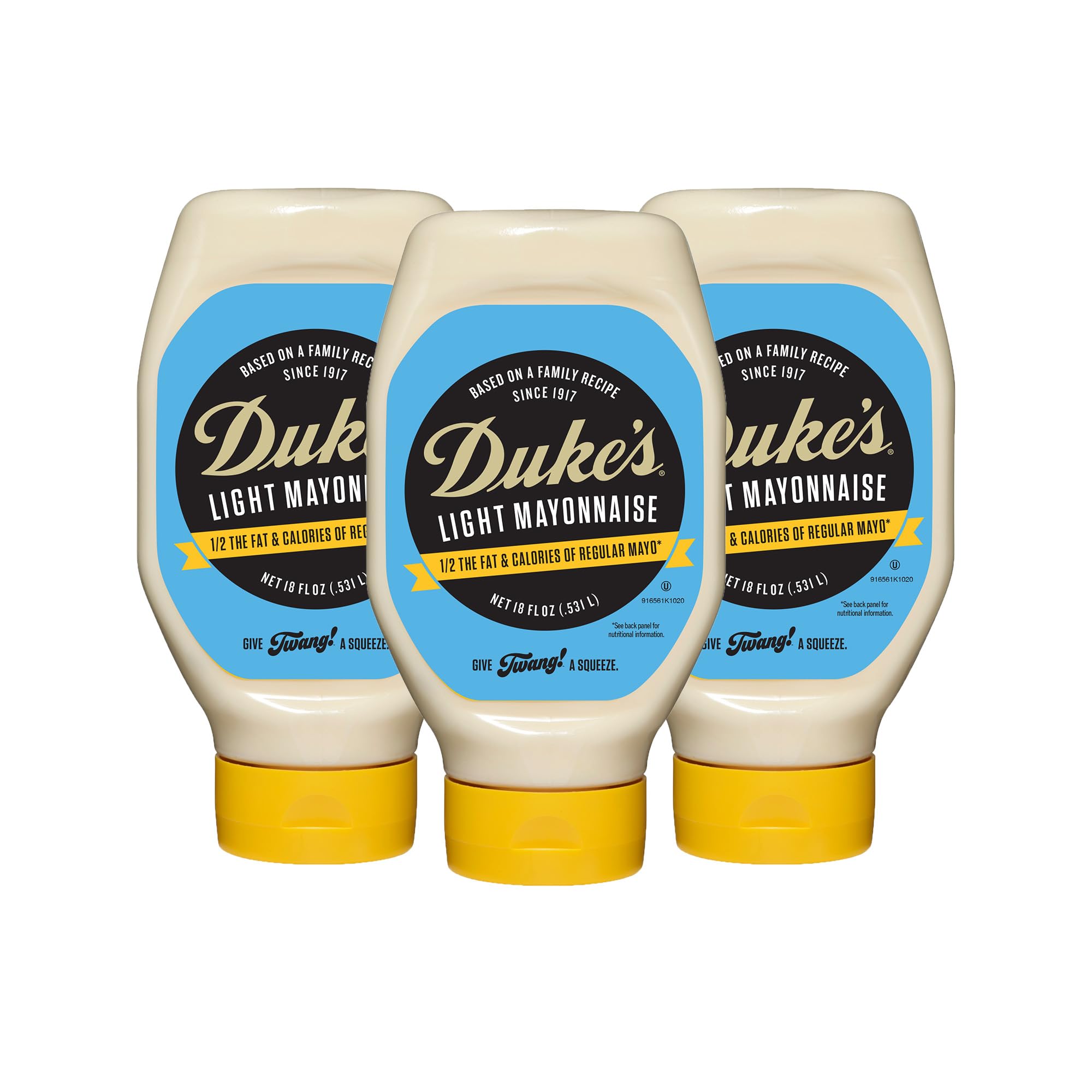 Duke’s Light Mayonnaise Squeeze Bottle - Smooth & Creamy, 18 Ounce (Pack of 3)
