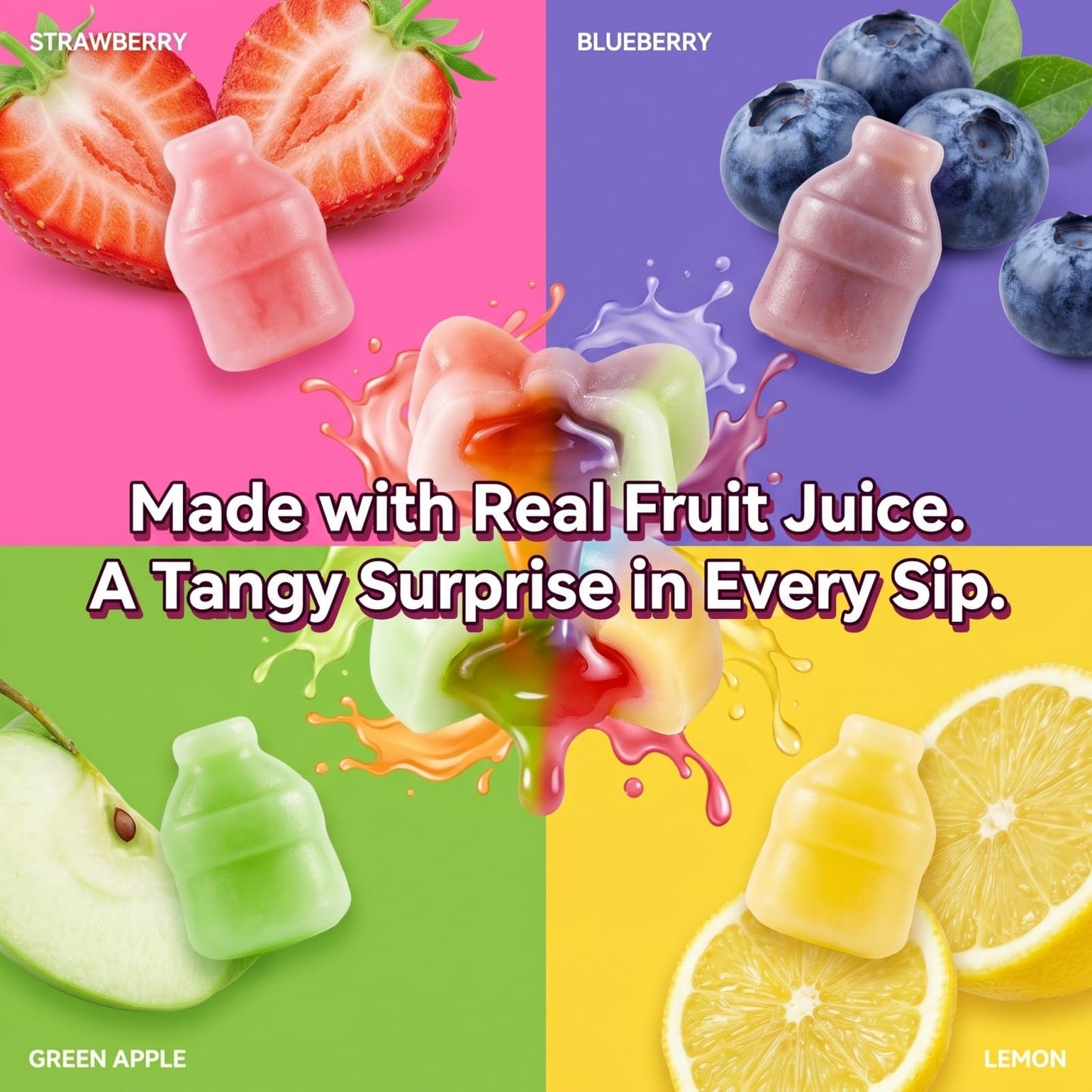 7.05 Oz Fruity Wax Candy, Chewable Fruit Flavor Liquid Burst Filling Wax Bottle Candies, Ideal for ASMR Snacks Viral TikTok Treats, Parties & Gifts