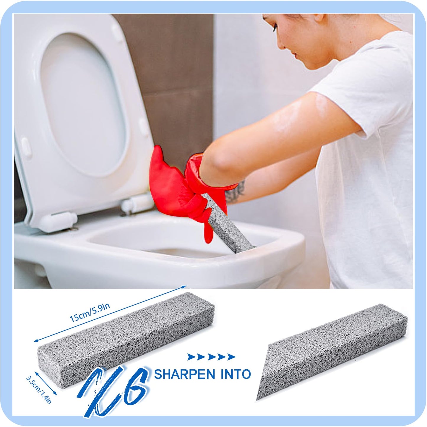 NLXCXUCY 9Pcs Pumice Stone Toilet Bowl Cleaning Brush Set with Long Cleaning Gloves Crevice Brush Powerfully Cleans Stain Hard Water Ring Calcium