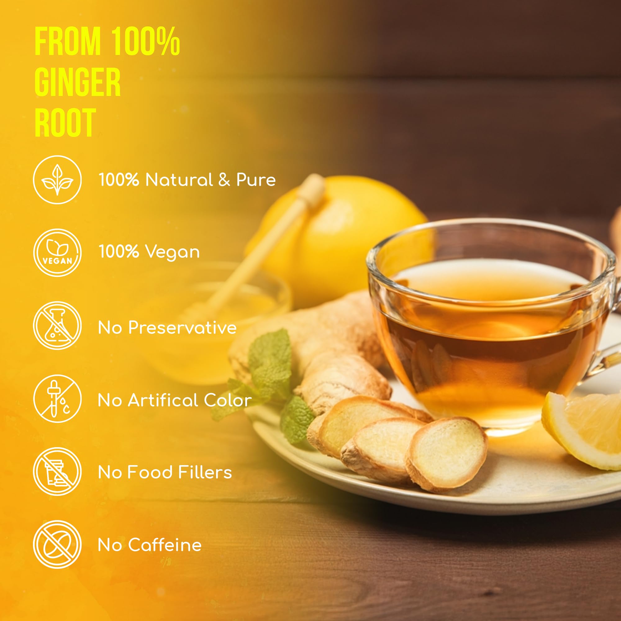 FreshDrinkUS, 120 Ginger Tea Bags, 100% Natural & Pure. Ginger Herbal Tea. No Sugar, No Caffeine, No Gluten, Vegan.