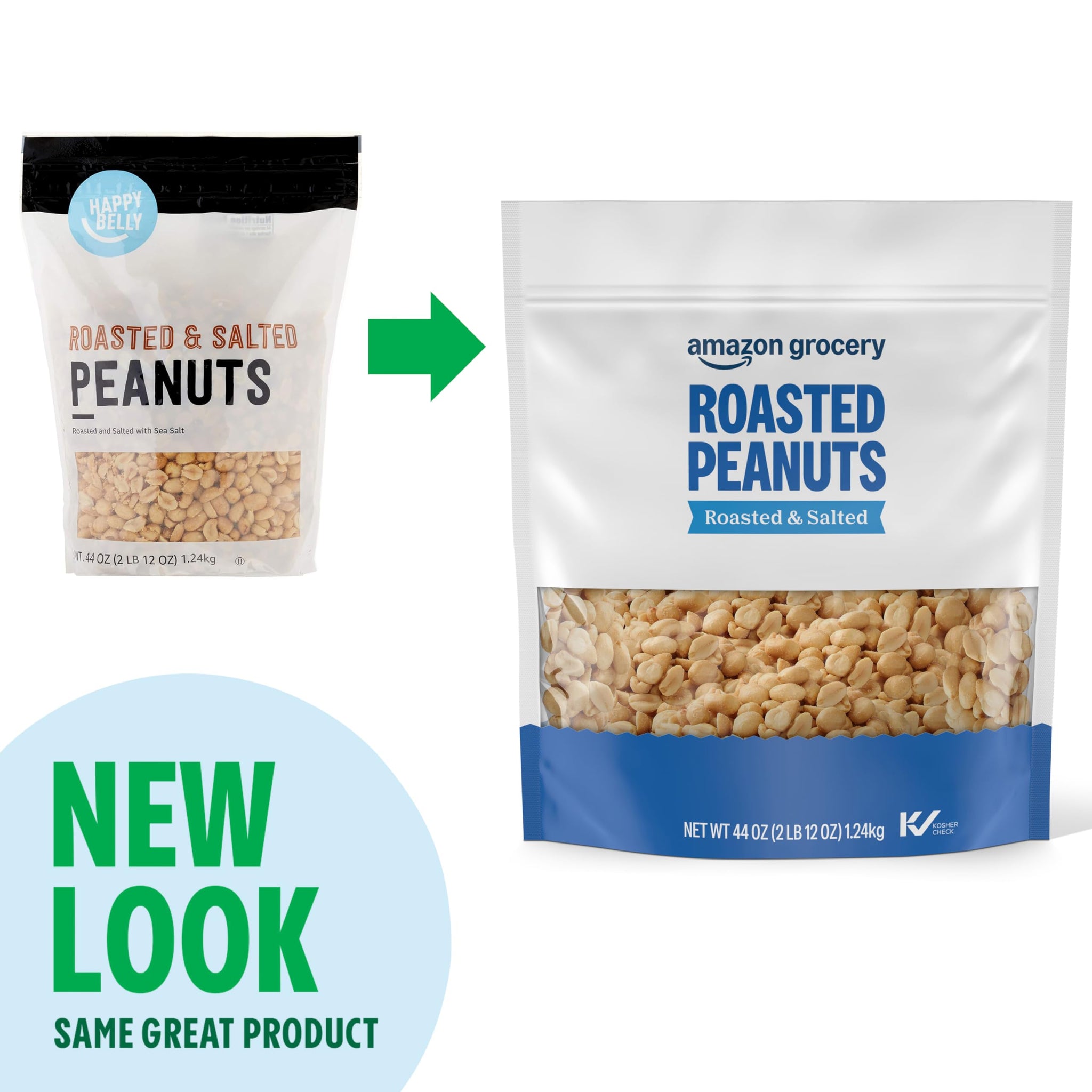 Amazon Grocery, Roasted Peanuts, Roasted & Salted, 44 Oz (Previously Happy Belly, Packaging May Vary)