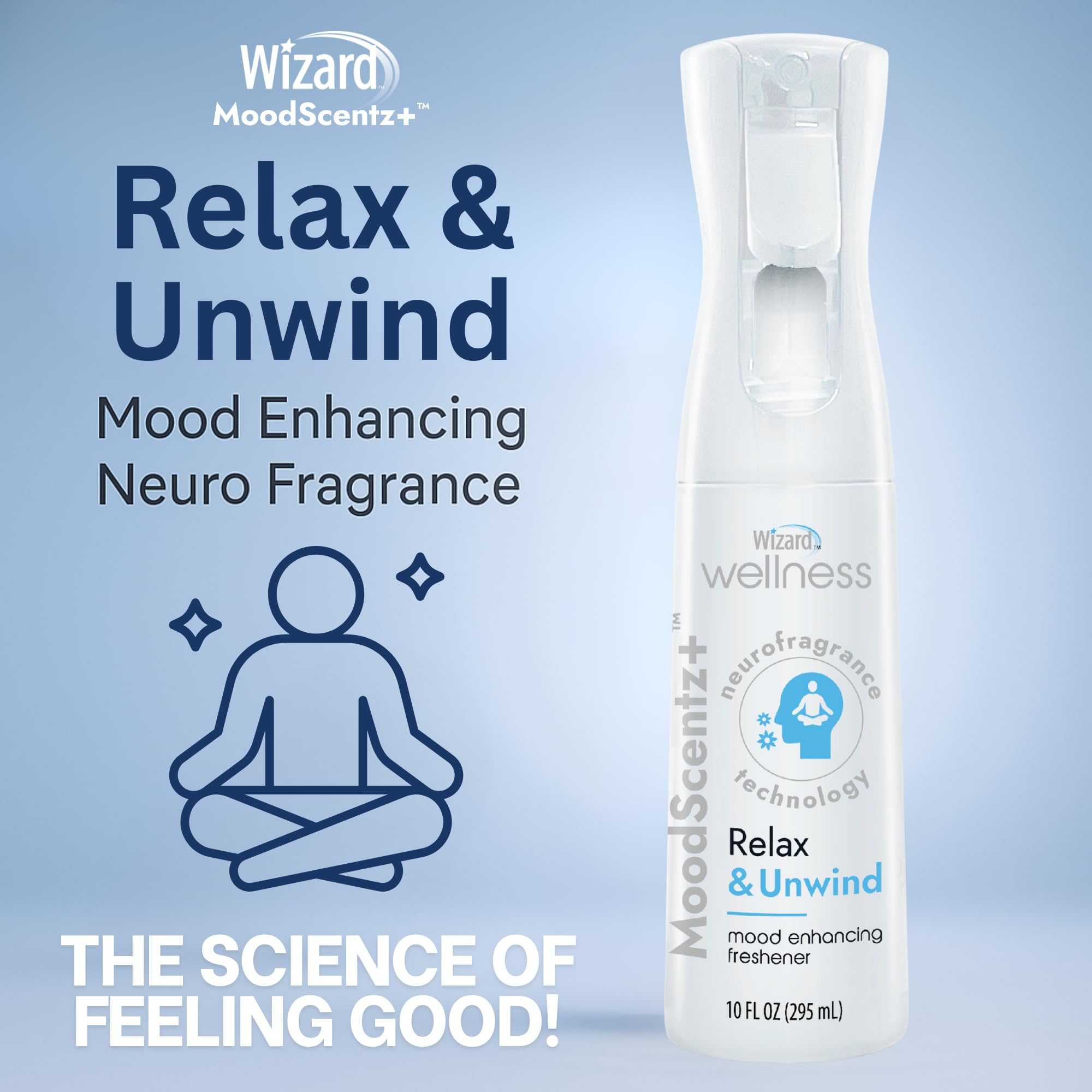 Wizard MoodScentz™ (Relax & Unwind) Patented Science-Backed Mood-Enhancing Room Mist, Non-Aerosol Continuous Fine-Mist Spray with Neuro-Fragrance