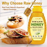 Wildflower Honey, 100% Raw Unfiltered Honey, 18oz/510g, Natural and Pure, Fresh Sweetness, Floral, a Hint of Fruit, for Milk, Tea & Daily Wellness