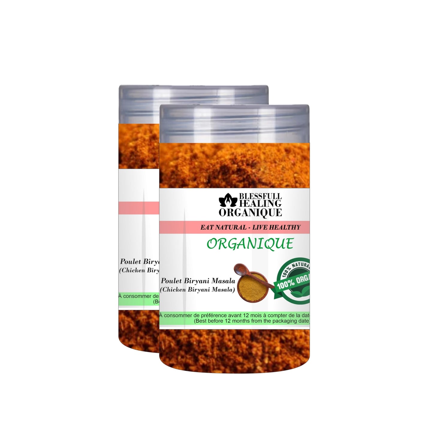 Blessfull Healing Organic Chicken Biryani Masala 100 Gram (3.52 oz) Each (Pack Of 2) = 200 Grams, Vegan