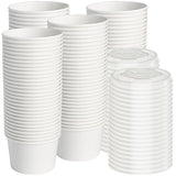 ESSENTIAL Paper Ice Cream Cups with Lids, 120pcs 8oz Disposable Dessert Bowls with Lids for Hot or Cold Food, Paper Snack Containers for Sundae