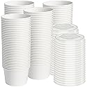 ESSENTIAL Paper Ice Cream Cups with Lids, 120pcs 8oz Disposable Dessert Bowls with Lids for Hot or Cold Food, Paper Snack Containers for Sundae