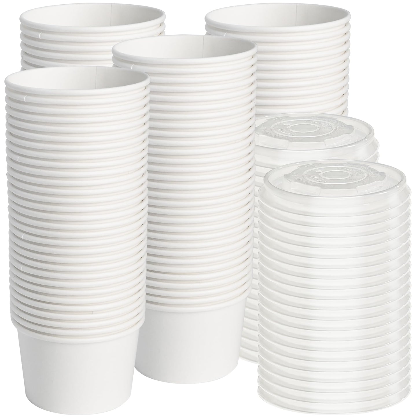 ESSENTIAL Paper Ice Cream Cups with Lids, 120pcs 8oz Disposable Dessert Bowls with Lids for Hot or Cold Food, Paper Snack Containers for Sundae