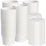 ESSENTIAL Paper Ice Cream Cups with Lids, 120pcs 8oz Disposable Dessert Bowls with Lids for Hot or Cold Food, Paper Snack Containers for Sundae