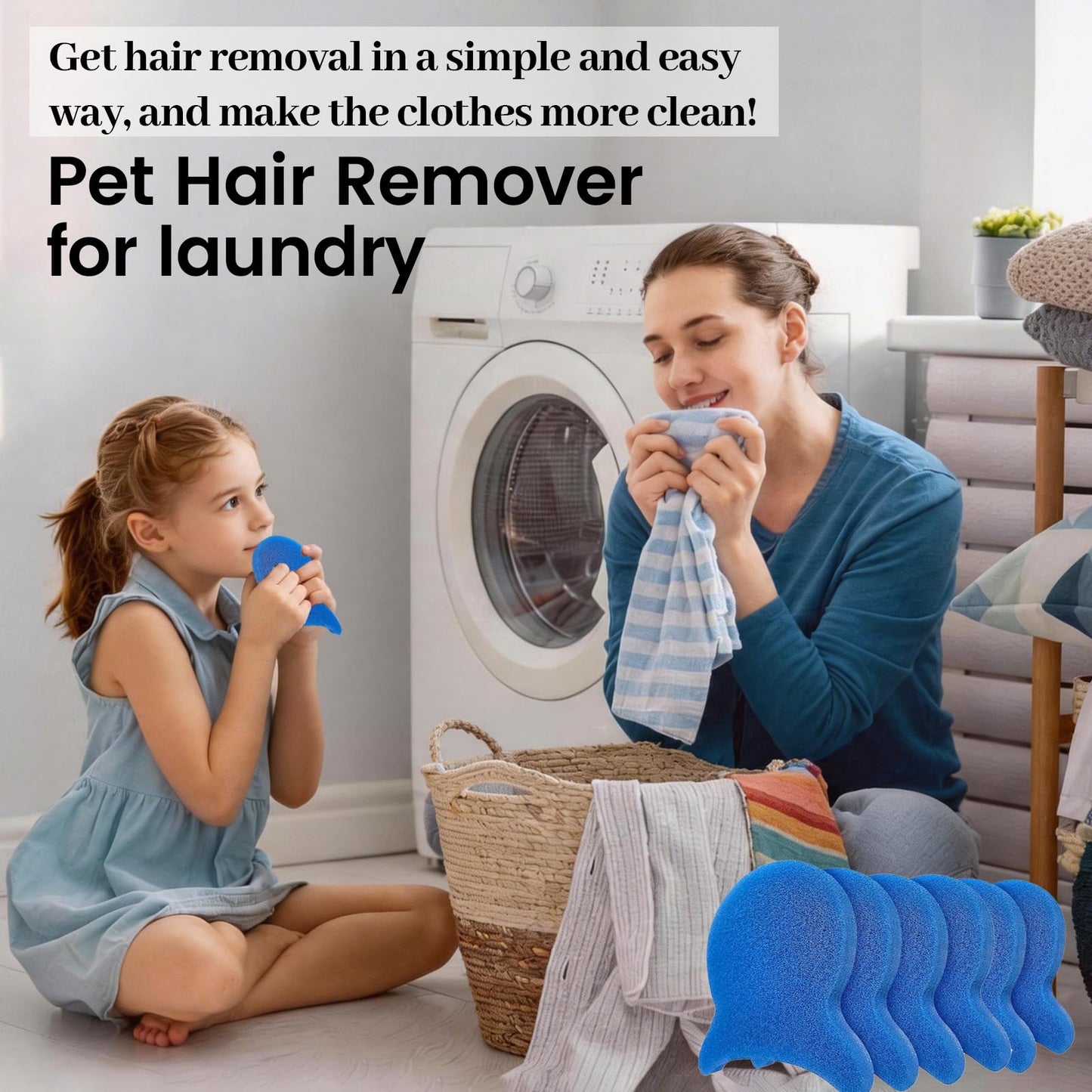 6Pcs Pet Hair Remover for Launday, Reusable Dog&Cat Hair Remover Tool, Effectively Removes Pet Hair, Lint and Dander from Bedding and Clothing,Fits