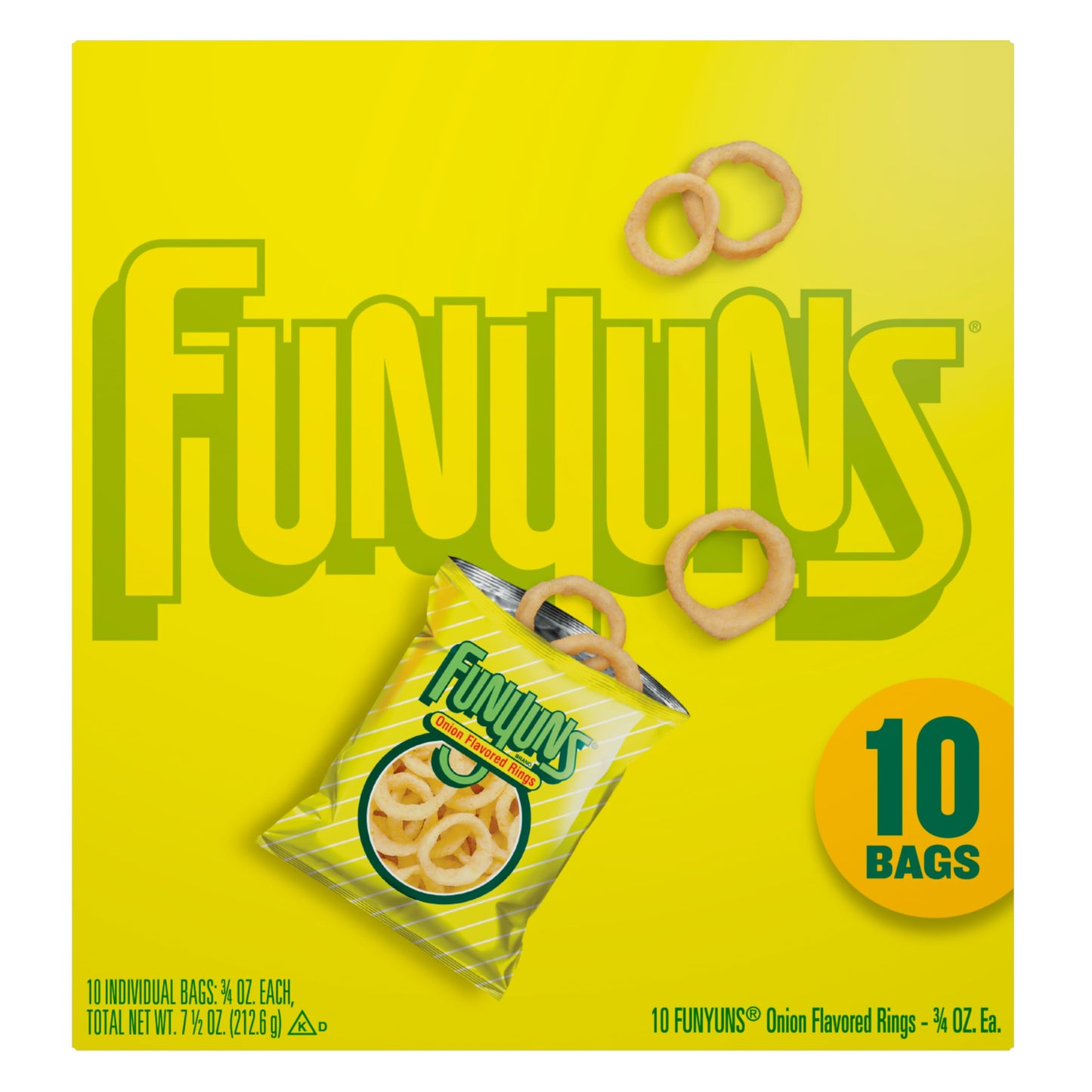 Frito Lay, Funyuns Onion Flavored Rings, 0.75 Oz, 10 Ct