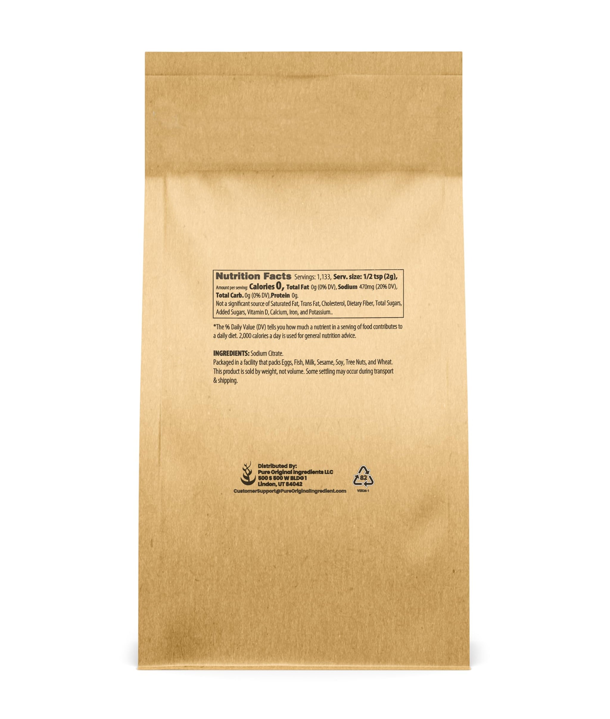 Pure Original Ingredients Sodium Citrate (5 lb) Emulsifier, Food Preservative, Flavor Enhancer, Salty & Sour Flavoring