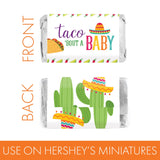 Taco Bout a Baby Fiesta Baby Shower Mini Chocolate Candy Bar Wrapper Labels - Mexican Fiesta Party Favor Stickers - 42 Count