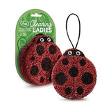 Genuine Fred Cleaning Ladies Ladybug Sponges, Set of 2 Scrubber Sponges, Gentle on Cookware, Tough on Grime, Corded Loop for Easy Drying, Fun